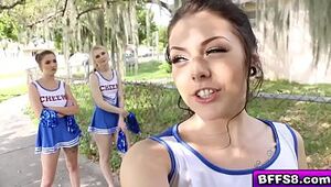 Super-hot cheerleaders group pummel with their insatiable coach